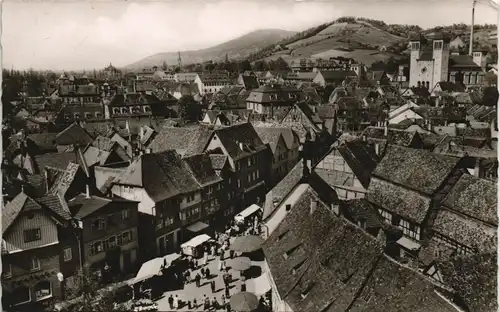 Ansichtskarte Bensheim Zentrum aus der Vogelschau 1958