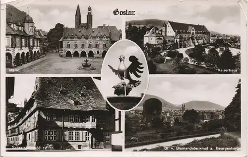 Goslar Stadtteilansichten mit Markt, Bismarck-Denkmal, Kaiserhaus 1949