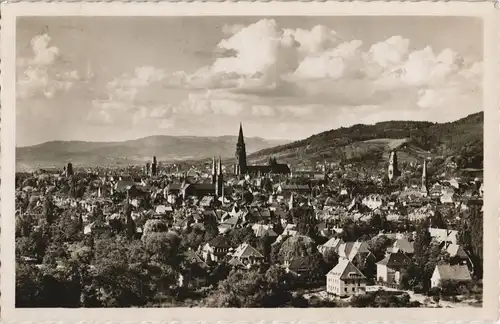 Ansichtskarte Freiburg im Breisgau Panorama-Ansicht Stadt Blick Totale 1953