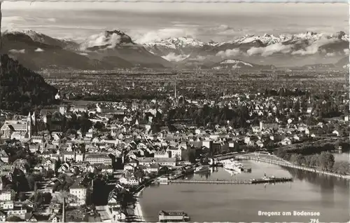 Ansichtskarte Bregenz Luftbild Stadtbereich vom Flugzeug aus 1966