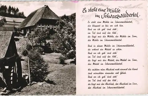.Baden-Württemberg Schwarzwaldhaus Schwarzwald Lied-Text mit "Mühle" 1961