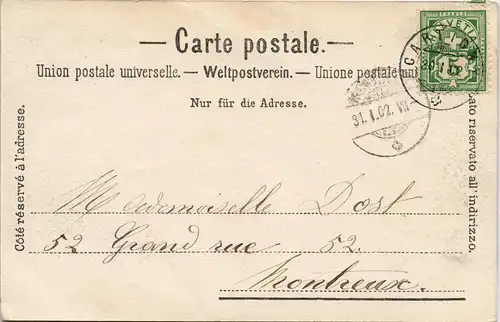 Ansichtskarte Genf Genève Place de la Poste, Kutsche 1902