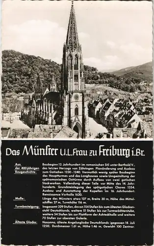 Ansichtskarte Freiburg im Breisgau Münster mit Chronik-Daten 1960