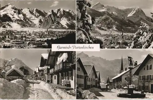 Garmisch-Partenkirchen Stadtteilansichten Mehrbild-AK 4 Foto-Ansichten 1960
