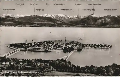 Ansichtskarte Lindau (Bodensee) Gesamtansicht aus der Vogelschau 1956
