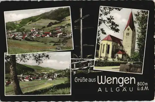 Ansichtskarte Wengen Mehrbild-AK mit 3 color Foto-Ansichten 1963/1962