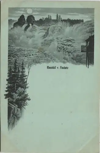 Neuhausen am Rheinfall Rheinfall v. Fischetz Mondscheinlitho 1899