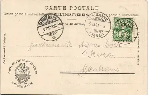 .Schweiz Schweiz Suisse Vaudois Vaud Waadt Patriotika 100 Jahre 1903