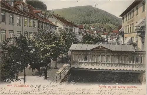 Ansichtskarte Bad Wildbad Partie an der König Karlstraße 1905