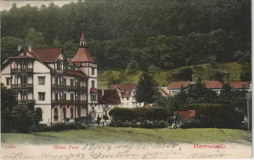 Ansichtskarte Bad Herrenalb Hotel zur Post coloriert 1905