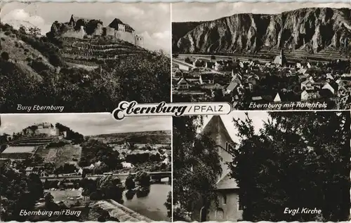 Ebernburg-Bad Münster am Stein-Ebernburg 4 Bild: Kirche, Burg, Stadt 1961