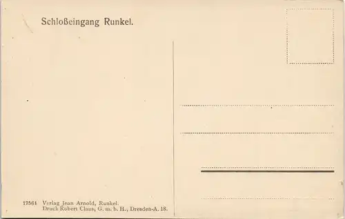 Ansichtskarte Runkel Schloßeingang Runkel 1913