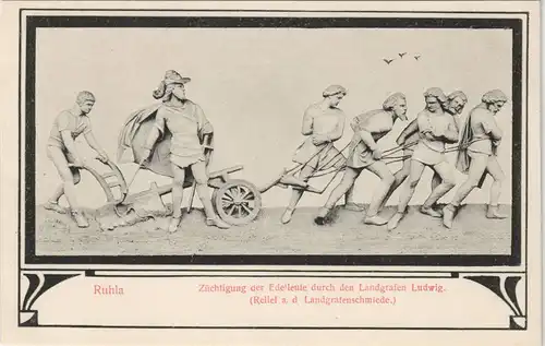 Ansichtskarte Ruhla Landgrafenschmiede Relief Bauern 1913