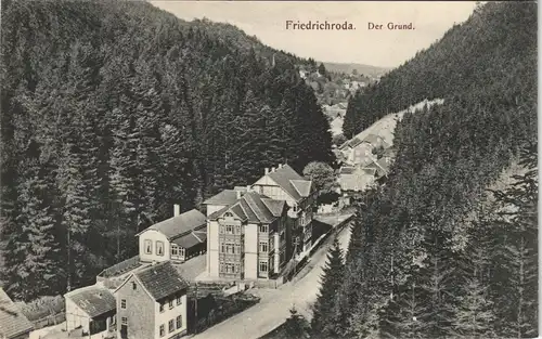 Friedrichroda Der Grund Panorama Talblick 1909   gelaufen Stempel FRIEDRICHRODA