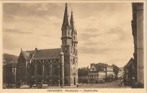 Ansichtskarte Meiningen Marktplatz mit Stadtkirche, Kiche (Church) 1910