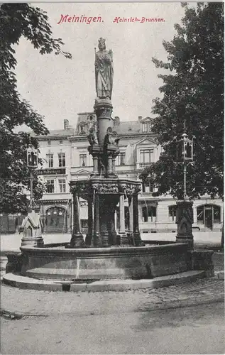 Meiningen Stadtteilansicht mit Heinrich-Brunnen, Wasserspiele Wasserkunst 1910