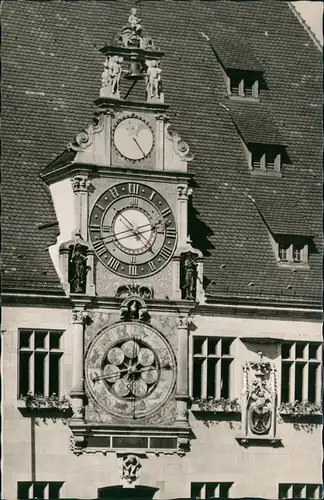 Ansichtskarte Heilbronn Rathaus mit Renaissance Kunstuhr 1960