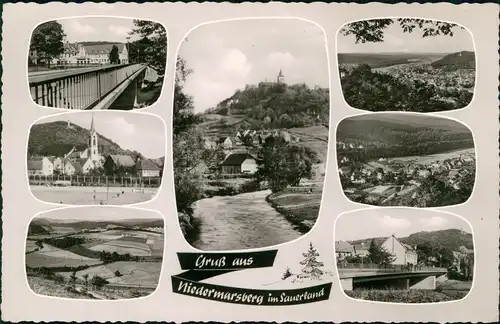 Niedermarsberg-Marsberg Mehrbildkarte mit 7 Echtfoto-Ansichten 1960