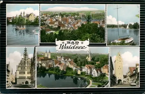 Bad Waldsee Mehrbild-AK mit 6 Echtfoto-Ansichten 1962  Stempel BAD WALDSEE