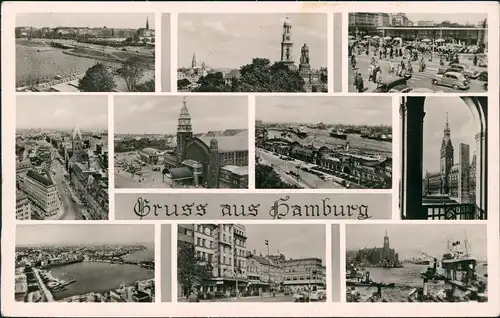 Hamburg Stadtteilansichten ua. Bahnhof, Alster, Hafen, Rathaus uvm. 1960