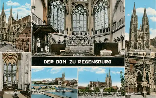 Ansichtskarte Regensburg Dom Mehrbild-Ak Innen- u. Außenansichten 1960