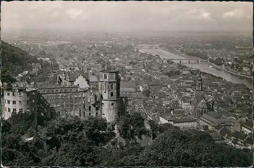 Heidelberg Panorama-Ansicht Blick über Heidelberger Schloss 1955