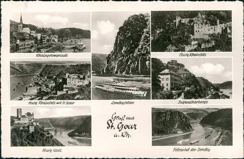 Sankt Goar Mehrbild-AK Umland-Ansichten ua. Burgen, Loreley uvm. 1961