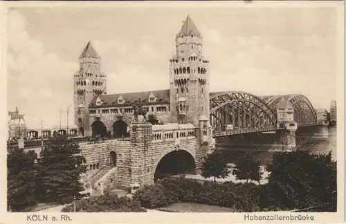 Köln Rheinbrücke Hohenzollernbrücke Brückenkopf Gebäude 1910