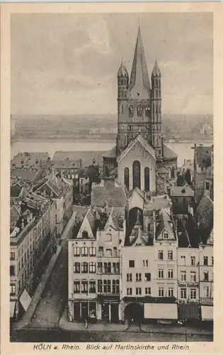 Köln Stadtteilansicht & Martinskirche aus der Vogelschau-Perspektive 1910