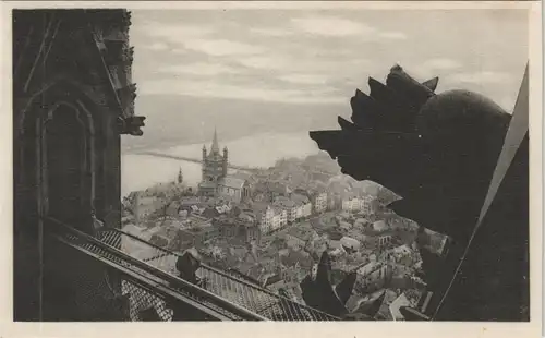 Ansichtskarte Köln Blick Dom Turmgalerie auf Groß-St Martin und Rhein 1920