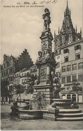 Ansichtskarte Köln Denkmal Jan van Werth auf dem Altermarkt 1907