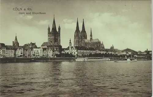 Ansichtskarte Köln Panorama-Ansicht Rhein mit Dom und Stapelhaus 1920
