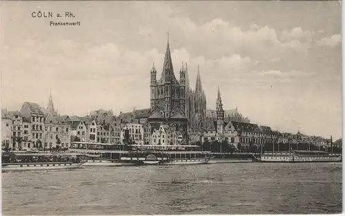 Ansichtskarte Köln Rheinufer mit Rhein Schiffe a.d. Frankenwerft 1910