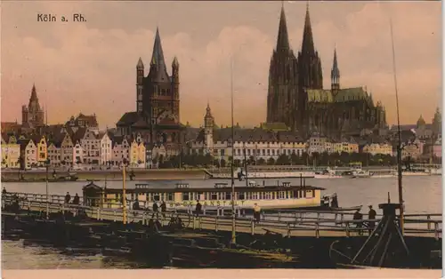 Ansichtskarte Köln Rheinufer Panorama-Ansicht Stadt-Zentrum mit Dom 1910