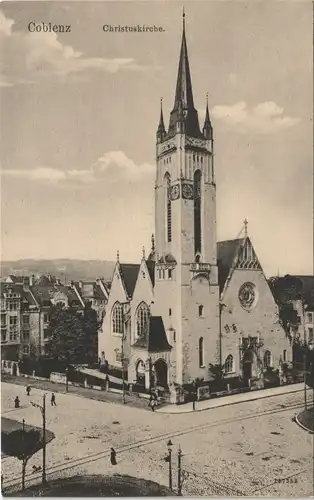 Ansichtskarte Koblenz Straßenkreuzung - Christuskirche 1908