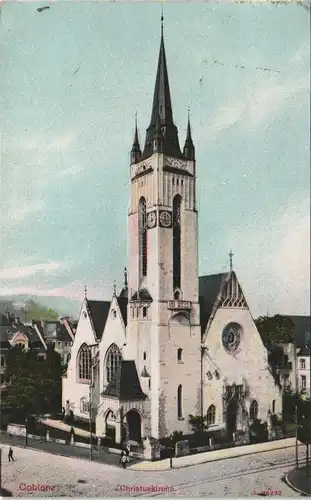 Ansichtskarte Koblenz Christuskirche - Straße 1916