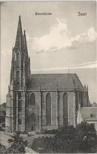 Ansichtskarte Soest Wiesenkirche - Straßenpartie 1909