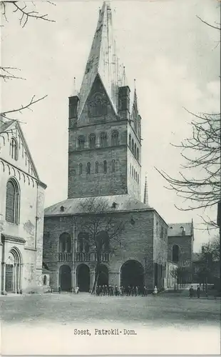 Ansichtskarte Soest St. Patrokli-Dom, belebt 1909