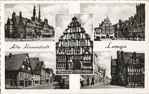 Ansichtskarte Detmold MB: Rathaus, Markt, Breite Straße 1966