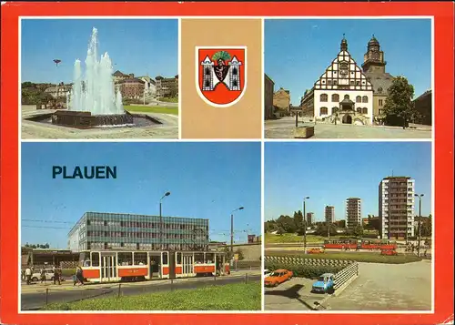 Plauen (Vogtland) Springbrunnen, Rathaus, Oberer Bahnhof, Punkthäuser 1987