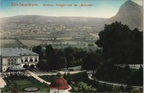 Postcard Bilin Bílina Kurhaus, Anlagen und der Borschen 1913