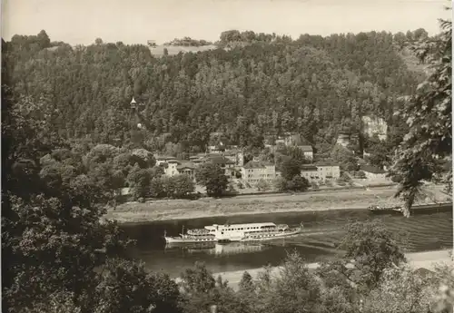 Ansichtskarte Bad Schandau Totale, Elbdampfer 1968