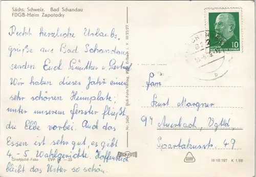 Ansichtskarte Bad Schandau Totale, Elbdampfer 1968