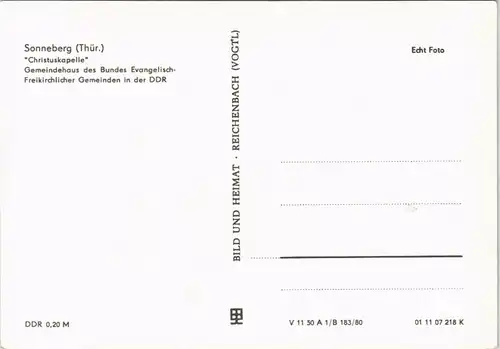Ansichtskarte Sonneberg Christuskapelle der Freikirchen der DDR 1980