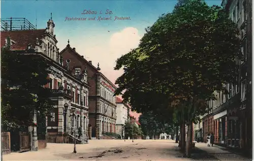 Ansichtskarte Löbau Poststraße, Postamt 1913