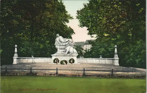 Ansichtskarte Düsseldorf Krieger-Denkmal color Ansicht Kriegerdenkmal 1910