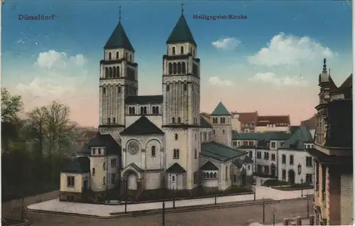 Düsseldorf Heiligegeist-Kirche Stadtteilansicht 1915   Stempel DÜSSELDORF