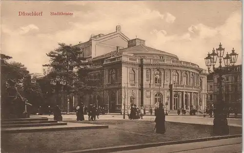 Düsseldorf Straßen Partie am Stadttheater Theater 1911   Stempel DÜSSELDORF