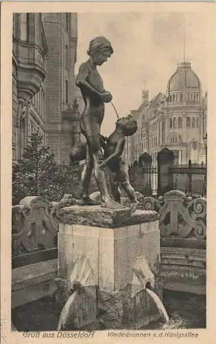Ansichtskarte Düsseldorf Kinderbrunnen a.d. Rönigsallee 1913