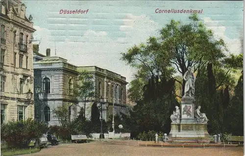 Düsseldorf Stadtteilansicht Partie am Cornelius-Denkmal 1909/1907